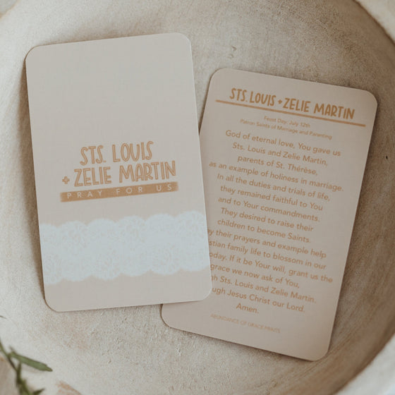 Sts. Louis and Zelie Martin Catholic Prayer Card